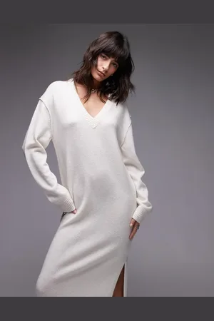 ARKET Oversized knitted midaxi dress with side splits in off