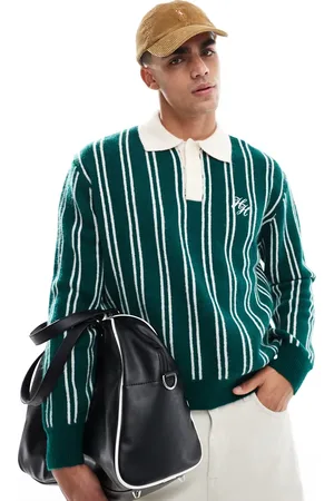 Bershka Stripe knitted polo in