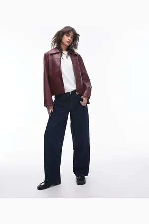 SELECTED Femme collar real leather jacket in dark