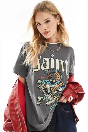 ASOS Regular fit t-shirt with saint rock graphic in oil wash