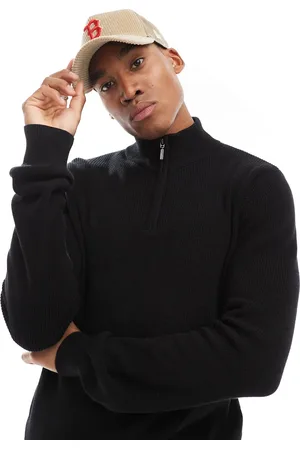 Brave Soul Ribbed quarter zip jumper in