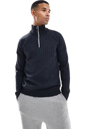 Brave Soul Chunky knit quarter zip jumper in