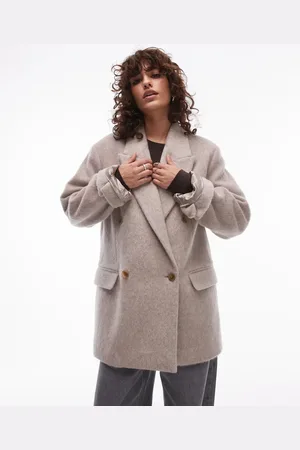 ARKET Hairy wool blend blazer coat in beige