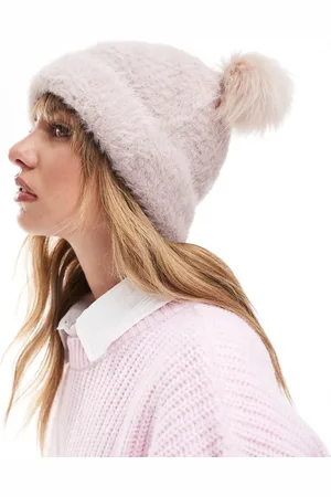 ASOS Double faux fur pom beanie in mink