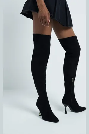 River Island Suedette heeled boot in