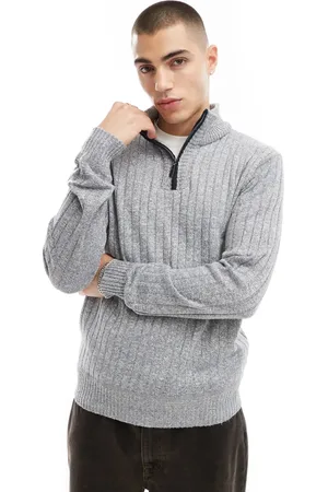Brave Soul Chunky knit quarter zip jumper in