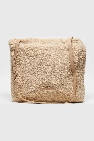 VALENTINO Valentino qube borg tote bag in cream