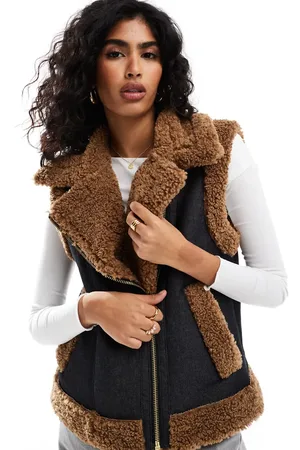 French Connection Denim faux fur gilet in indigo