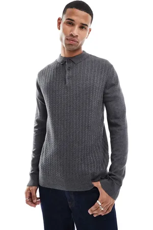 Brave Soul Collar detail jumper in charcoal