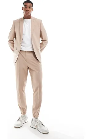 ASOS Tapered suit joggers in beige