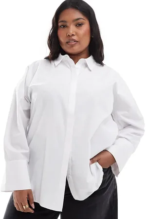 Pieces® Pieces Curve oversized wide cuff shirt in