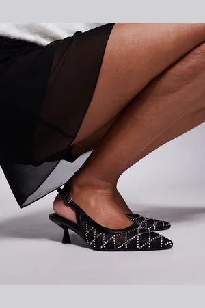 New Look New Look bling mesh slingback heeled shoe in