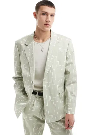 Viggo Oversized suit jacket with print in sage