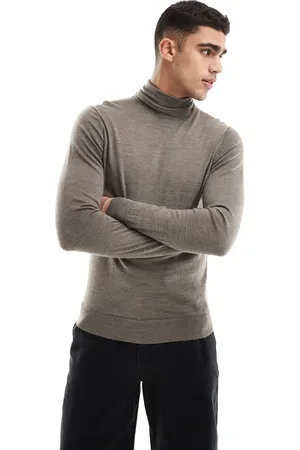 SCALPERS Classic Roll Neck Tricot In Taupe