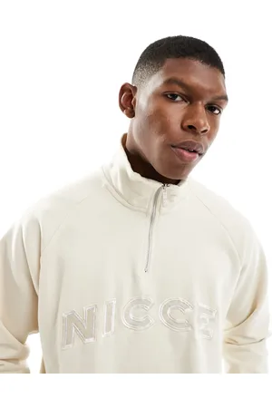Nicce London 1/4 zip logo sweatshirt in white