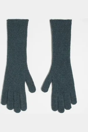 Topshop Gabriella ribbed long gloves in marl