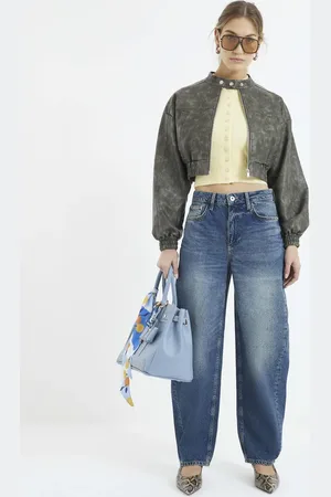 River Island Denim seamed barrel jeans in denim - medium