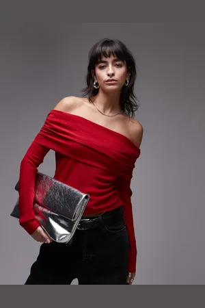 MANGO Off shoulder long sleeve top in