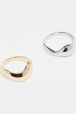 ASOS Pack of 2 rings with molten mixed metal detail in