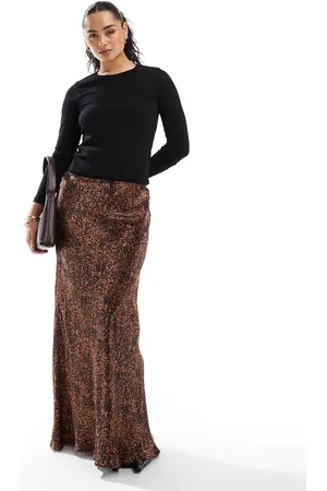 Miss Selfridge Bias cut maxi skirt in animal print