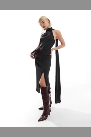 Finding Friday Satin one shoulder midi dress in