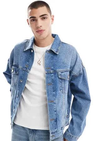 ASOS Oversized trucker jacket in mid wash