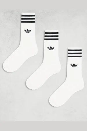 adidas 3 pack solid high crew socks in white