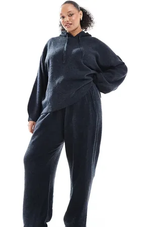 Pieces® Pieces Curve cozy knitted cuffed jogger co-ord in melange