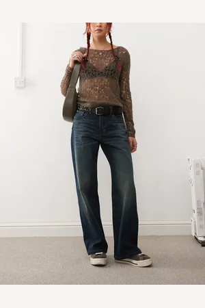 Monki Missy low rise loose baggy clean fit jeans in raven wash