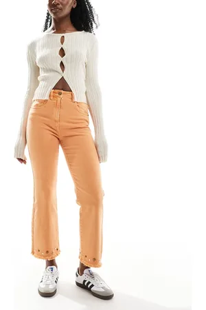 SCALPERS Studs Color Denim Pant In Mandarine