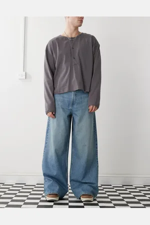 COLLUSION X003 wide leg jeans in midwash - MBLUE