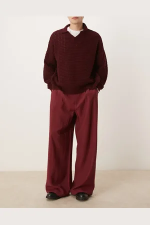 ASOS Loose fit smart trousers in burgundy