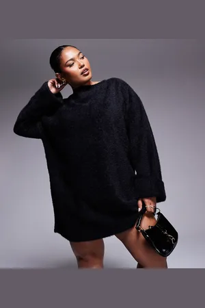 ASOS ASOS DESIGN Curve supersoft fluffy slouchy jumper mini dress in
