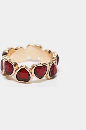 ASOS Ring with ruby red crystal detail in tone