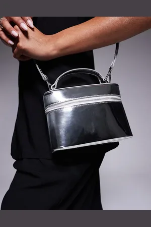 ASOS Vanity box bag with detachable cross body strap in high shine