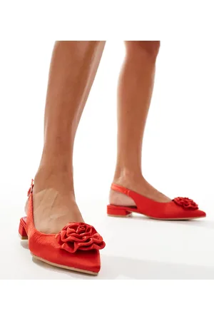 Glamorous Slingback rosette pointed toe flats in