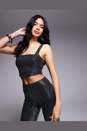 New Look Co-ord sequin square neck crop top in