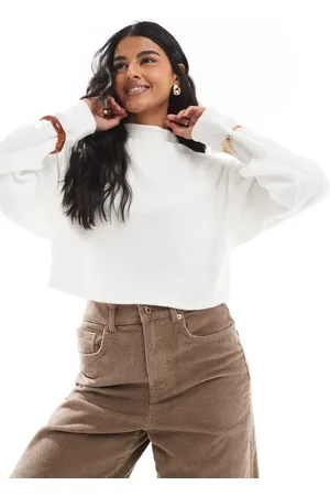 Bershka Soft touch high neck top co-ord in ecru