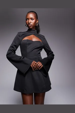 HEIRESS BEVERLY HILLS Exclusive sculpted high neck cut out flared sleeve mini dress in
