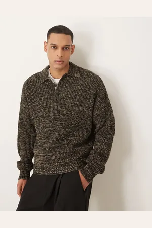 ASOS Oversized boxy fit knitted polo with popper placket in