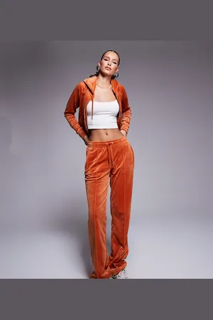 Juicy Couture Velour straight leg joggers exclusive to ASOS co-ord in rust