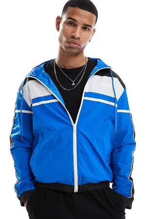 Criminal Damage Nylon colour block track jacket b/b/w in black/blue/white
