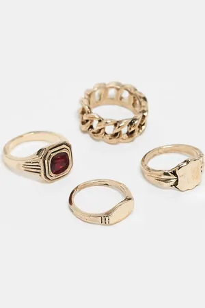 ASOS 4 pack signet rings in antique tone