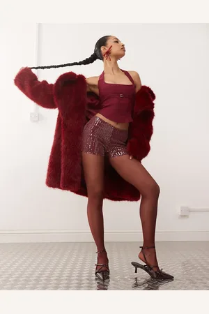 Motel Nasya halter neck top in burgundy