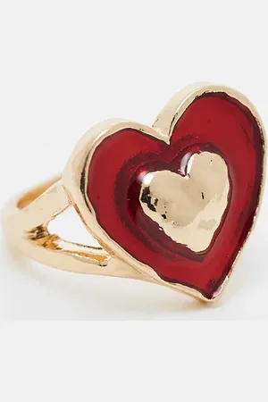 ASOS Ring with red resin heart design in tone
