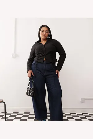 COLLUSION X002 Plus baggy jeans in rinse wash - MBLUE