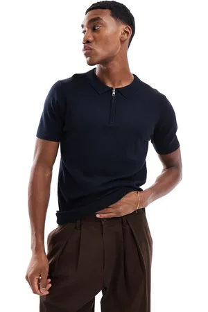 French Connection French Connection knitted half zip polo tee in
