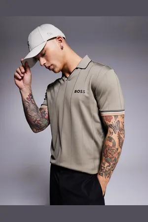 HUGO BOSS Palle 2 open collar jersey polo slim fit in mid