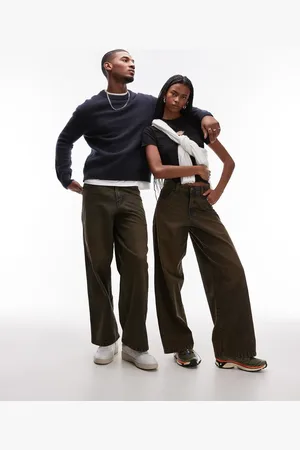 Dickies Loose wave wide leg denim jeans in indigo with brown wash