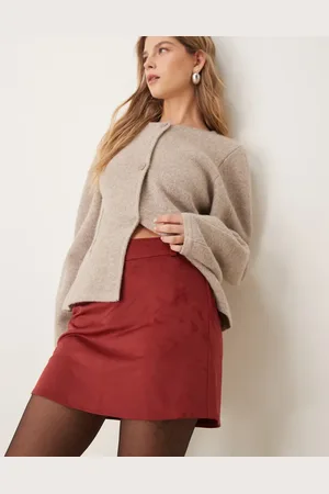ASOS Suedette mini skirt in burgundy
